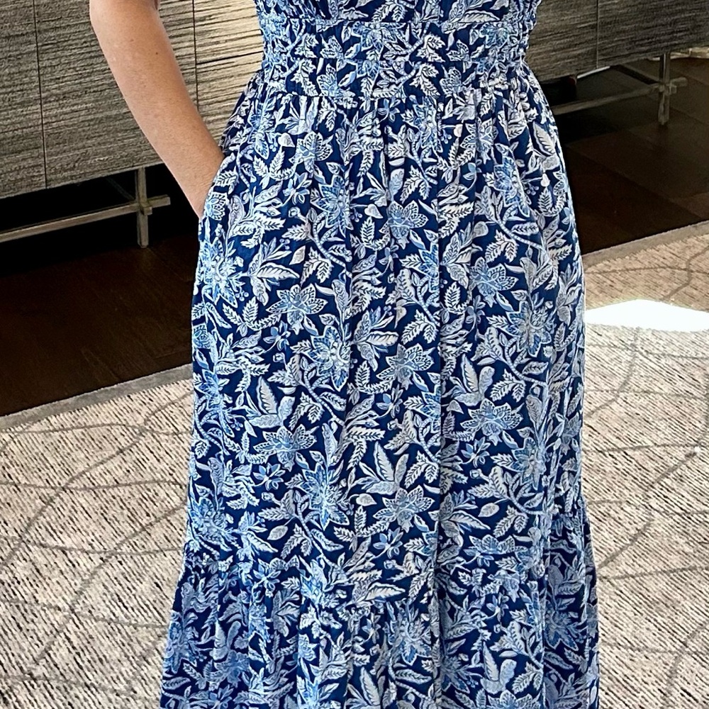 Elegant Blue Floral Maxi Dress - Picture 3 of 6